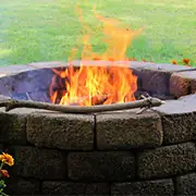 Fire in backyard fire pit