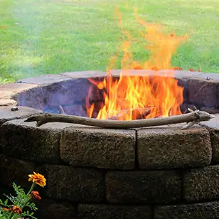 Fire in backyard fire pit