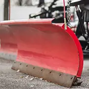 Snow removal blade on front of truck